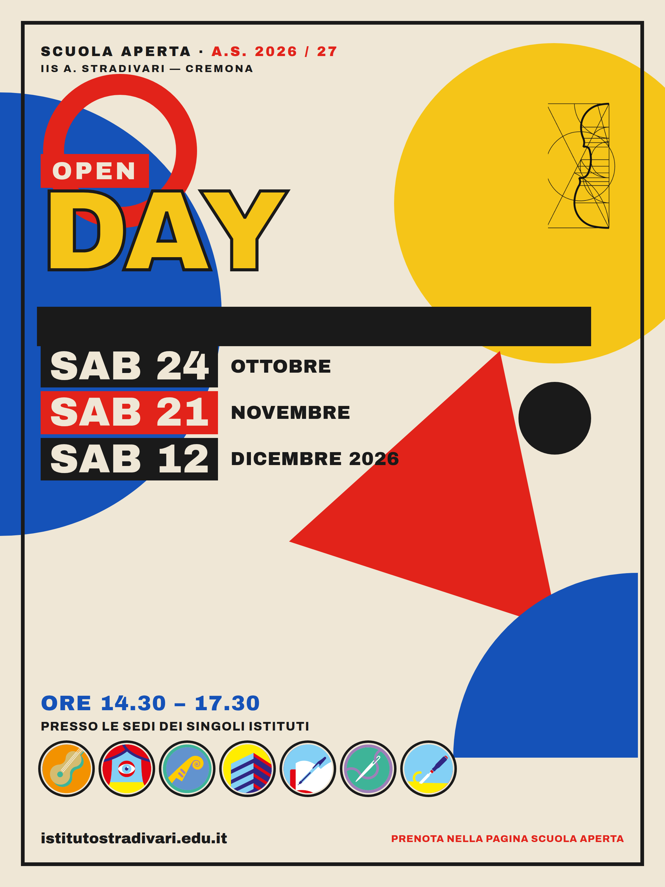 Manifesto Open Day 2026, grafica Bauhaus